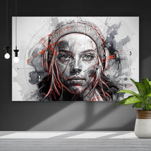 Lade das Bild in den Galerie-Viewer, Acrylglasbild Ausdrucksstarkes Porträt einer jungen Frau künstlerisch gestaltet Querformat