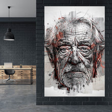 Lade das Bild in den Galerie-Viewer, Aluminiumbild Ausdrucksstarkes Porträt eines älteren Mannes künstlerisch gestaltet Hochformat