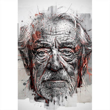 Lade das Bild in den Galerie-Viewer, Aluminiumbild gebürstet Ausdrucksstarkes Porträt eines älteren Mannes künstlerisch gestaltet Hochformat