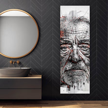 Lade das Bild in den Galerie-Viewer, Aluminiumbild gebürstet Ausdrucksstarkes Porträt eines älteren Mannes künstlerisch gestaltet Panorama Hoch