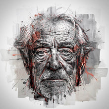 Lade das Bild in den Galerie-Viewer, Acrylglasbild Ausdrucksstarkes Porträt eines älteren Mannes künstlerisch gestaltet Quadrat