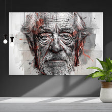 Lade das Bild in den Galerie-Viewer, Aluminiumbild gebürstet Ausdrucksstarkes Porträt eines älteren Mannes künstlerisch gestaltet Querformat