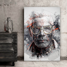 Lade das Bild in den Galerie-Viewer, Spannrahmenbild Ausdrucksstarkes Porträt eines älteren Mannes mit Brille künstlerisch gestaltet Hochformat