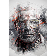 Lade das Bild in den Galerie-Viewer, Poster Ausdrucksstarkes Porträt eines älteren Mannes mit Brille künstlerisch gestaltet Hochformat