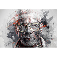 Lade das Bild in den Galerie-Viewer, Leinwandbild Ausdrucksstarkes Porträt eines älteren Mannes mit Brille künstlerisch gestaltet Querformat