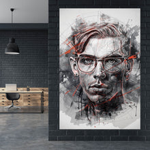 Lade das Bild in den Galerie-Viewer, Acrylglasbild Ausdrucksstarkes Porträt eines jungen Mannes künstlerisch gestaltet Hochformat