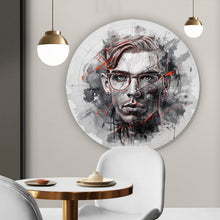 Lade das Bild in den Galerie-Viewer, Aluminiumbild Ausdrucksstarkes Porträt eines jungen Mannes künstlerisch gestaltet Kreis