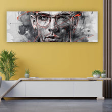 Lade das Bild in den Galerie-Viewer, Spannrahmenbild Ausdrucksstarkes Porträt eines jungen Mannes künstlerisch gestaltet Panorama