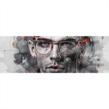 Lade das Bild in den Galerie-Viewer, Spannrahmenbild Ausdrucksstarkes Porträt eines jungen Mannes künstlerisch gestaltet Panorama