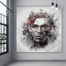 Lade das Bild in den Galerie-Viewer, Acrylglasbild Ausdrucksstarkes Porträt eines jungen Mannes künstlerisch gestaltet Quadrat
