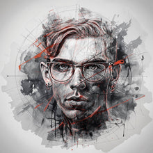 Lade das Bild in den Galerie-Viewer, Spannrahmenbild Ausdrucksstarkes Porträt eines jungen Mannes künstlerisch gestaltet Quadrat