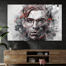 Lade das Bild in den Galerie-Viewer, Poster Ausdrucksstarkes Porträt eines jungen Mannes künstlerisch gestaltet Querformat