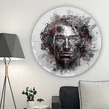 Lade das Bild in den Galerie-Viewer, Aluminiumbild Ausdrucksstarkes Porträt eines Mannes künstlerisch gestaltet Kreis