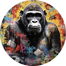Lade das Bild in den Galerie-Viewer, Aluminiumbild Ausrucksstarker Gorilla im Graffiti Stil Kreis