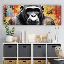 Lade das Bild in den Galerie-Viewer, Aluminiumbild Ausrucksstarker Gorilla im Graffiti Stil Panorama