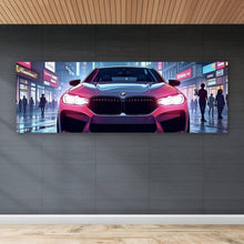 Lade das Bild in den Galerie-Viewer, Aluminiumbild Auto in belebter nächtlicher Stadt Panorama