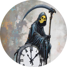 Lade das Bild in den Galerie-Viewer, Aluminiumbild gebürstet Banksy Abstakter Sensenmann Kreis