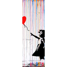 Lade das Bild in den Galerie-Viewer, Aluminiumbild gebürstet Banksy - Ballon Girl Panorama Hoch