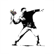 Lade das Bild in den Galerie-Viewer, Acrylglasbild Banksy - Blumenwerfer Hochformat