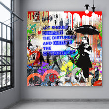 Lade das Bild in den Galerie-Viewer, Leinwandbild Banksy - Disturb Quadrat