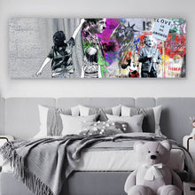Lade das Bild in den Galerie-Viewer, Leinwandbild Banksy Graffitikunst hinter Vorhang Panorama