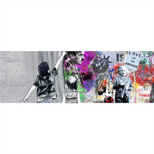 Lade das Bild in den Galerie-Viewer, Leinwandbild Banksy Graffitikunst hinter Vorhang Panorama