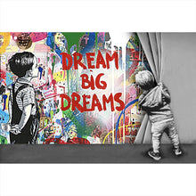 Lade das Bild in den Galerie-Viewer, Leinwandbild Banksy - Graffity Wall No.1 Querformat