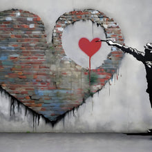 Lade das Bild in den Galerie-Viewer, Leinwandbild Banksy großes Herz Street Art Quadrat