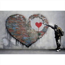 Lade das Bild in den Galerie-Viewer, Poster Banksy großes Herz Street Art Querformat