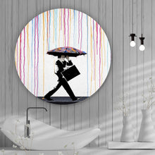 Lade das Bild in den Galerie-Viewer, Aluminiumbild gebürstet Banksy - In the Rain Kreis