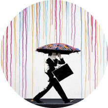 Lade das Bild in den Galerie-Viewer, Aluminiumbild gebürstet Banksy - In the Rain Kreis