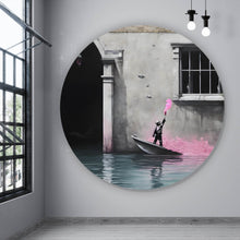 Lade das Bild in den Galerie-Viewer, Aluminiumbild Banksy - Junge mit Leuchtfeuer Kreis