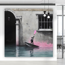 Lade das Bild in den Galerie-Viewer, Poster Banksy - Junge mit Leuchtfeuer Quadrat