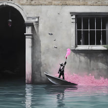 Lade das Bild in den Galerie-Viewer, Leinwandbild Banksy - Junge mit Leuchtfeuer Quadrat