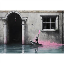 Lade das Bild in den Galerie-Viewer, Aluminiumbild Banksy - Junge mit Leuchtfeuer Querformat