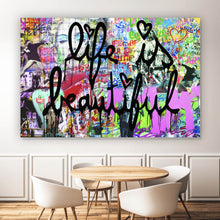 Lade das Bild in den Galerie-Viewer, Leinwandbild Banksy - Life is beautiful Querformat