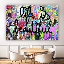 Lade das Bild in den Galerie-Viewer, Spannrahmenbild Banksy - Life is beautiful Querformat