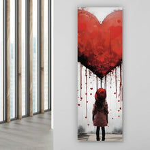 Lade das Bild in den Galerie-Viewer, Leinwandbild Mädchen mit Herz Street Art Panorama Hoch