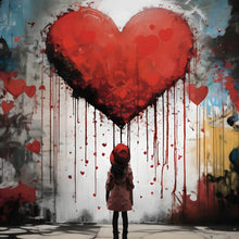 Lade das Bild in den Galerie-Viewer, Poster Mädchen mit Herz Street Art Quadrat