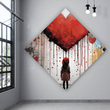 Lade das Bild in den Galerie-Viewer, Acrylglasbild Mädchen mit Herz Street Art Raute
