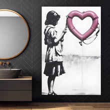 Lade das Bild in den Galerie-Viewer, Leinwandbild Banksy - Mädchen mit Rettungsring Hochformat