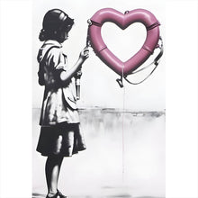 Lade das Bild in den Galerie-Viewer, Leinwandbild Banksy - Mädchen mit Rettungsring Hochformat
