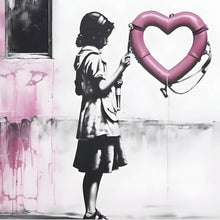 Lade das Bild in den Galerie-Viewer, Poster Banksy - Mädchen mit Rettungsring Quadrat