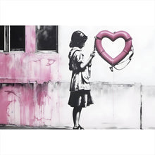 Lade das Bild in den Galerie-Viewer, Leinwandbild Banksy - Mädchen mit Rettungsring Querformat