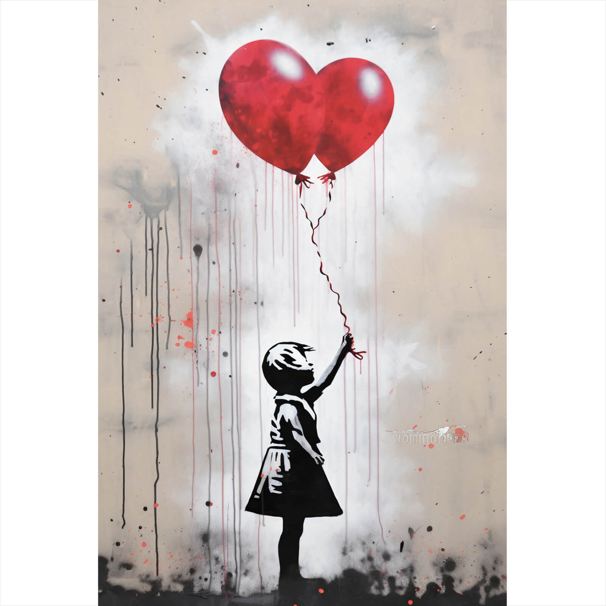 Produktbild von Leinwand-Wandbild 'Ballon Mädchen' Von Banksy – Gerahmter Druck Auf Keilrahmen, Verschiedene Größen (z.B. 120x80cm)