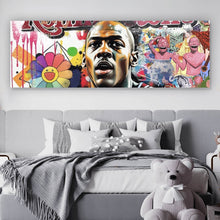 Lade das Bild in den Galerie-Viewer, Poster Basketballspieler mit farbenfrohem Hintergrund Panorama