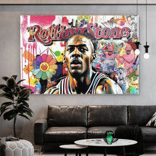 Lade das Bild in den Galerie-Viewer, Acrylglasbild Basketballspieler mit farbenfrohem Hintergrund Querformat