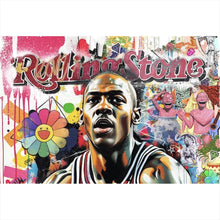 Lade das Bild in den Galerie-Viewer, Poster Basketballspieler mit farbenfrohem Hintergrund Querformat