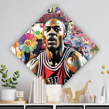 Lade das Bild in den Galerie-Viewer, Leinwandbild Basketballspieler mit farbenfrohem Hintergrund Raute