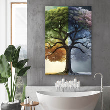 Lade das Bild in den Galerie-Viewer, Aluminiumbild gebürstet Baum 4 Jahreszeiten Hochformat